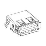 Molex Right Angle, Panel Mount, Socket Type A 2.0 USB Connector