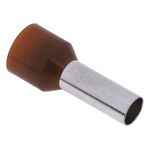 RS PRO Insulated Crimp Bootlace Ferrule, 12mm Pin Length, 4.9mm Pin Diameter, 10mm² Wire Size, Brown