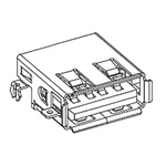 Molex Right Angle, Panel Mount, Socket Type A 2.0 USB Connector