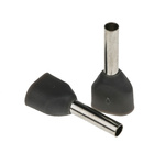 RS PRO Insulated Crimp Bootlace Ferrule, 8mm Pin Length, 1.8mm Pin Diameter, 2 x 0.75mm² Wire Size, Grey