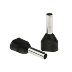 RS PRO Insulated Crimp Bootlace Ferrule, 8mm Pin Length, 2.3mm Pin Diameter, 2 x 1.5mm² Wire Size, Black