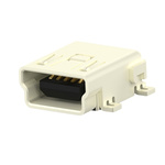 TE Connectivity Right Angle, SMT, Socket Type Mini B 2.0 USB Connector