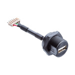Amphenol Industrial Horizontal, Front Mount, Plug Type A 2.0 IP68 USB Connector