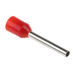 RS PRO Insulated Crimp Bootlace Ferrule, 12mm Pin Length, 1.7mm Pin Diameter, 1mm² Wire Size, Red
