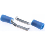 RS PRO Hooked Insulated Crimp Blade Terminal 17.4mm Blade Length, 1.5mm² to 2.5mm², 16AWG to 14AWG, Blue