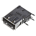 TE Connectivity Right Angle, Through Hole, Socket Type A 2.0 USB Connector