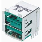 Amphenol FCI Right Angle, Through Hole, Socket to Socket Type A USB Connector
