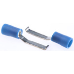 RS PRO Hooked Insulated Crimp Blade Terminal 16.8mm Blade Length, 1.5mm² to 2.5mm², 16AWG to 14AWG, Blue