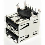 TE Connectivity Right Angle, Through Hole, Socket Type A 2.0 USB Connector