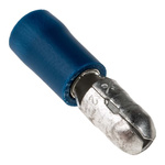 RS PRO Insulated Male Crimp Bullet Connector, 1.5mm² to 2.5mm², 16AWG to 14AWG, 5mm Bullet diameter, Blue
