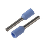 JST, GWE Insulated Crimp Bootlace Ferrule, 6mm Pin Length, 0.8mm Pin Diameter, 0.25mm² Wire Size, Light Blue