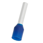 RS PRO Insulated Crimp Bootlace Ferrule, 8mm Pin Length, 1.5mm Pin Diameter, 0.75mm² Wire Size, Blue