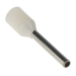 RS PRO Insulated Crimp Bootlace Ferrule, 10mm Pin Length, 1.5mm Pin Diameter, 0.75mm² Wire Size, White