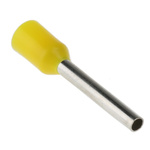 RS PRO Insulated Crimp Bootlace Ferrule, 12mm Pin Length, 1.7mm Pin Diameter, 1mm² Wire Size, Yellow