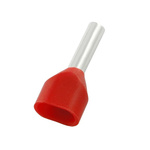 RS PRO Insulated Crimp Bootlace Ferrule, 10mm Pin Length, 2.4mm Pin Diameter, 2 x 1.0mm² Wire Size, Red