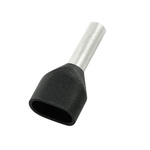 RS PRO Insulated Crimp Bootlace Ferrule, 12mm Pin Length, 2.6mm Pin Diameter, 2 x 1.5mm² Wire Size, Black