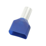 RS PRO Insulated Crimp Bootlace Ferrule, 13mm Pin Length, 3.3mm Pin Diameter, 2 x 2.5mm² Wire Size, Blue