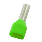 RS PRO Insulated Crimp Bootlace Ferrule, 14mm Pin Length, 5.3mm Pin Diameter, 2 x 6mm² Wire Size, Green