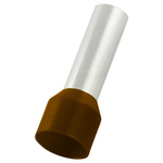 RS PRO Insulated Crimp Bootlace Ferrule, 22mm Pin Length, 7.3mm Pin Diameter, 25mm² Wire Size, Brown