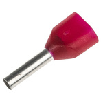 Schneider Electric, AZ5DE Insulated Crimp Bootlace Ferrule, 8mm Pin Length, 2.2mm Pin Diameter, 2 x 1mm² Wire Size, Red