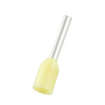 RS PRO Insulated Bootlace Ferrule, 6mm Pin Length, 1.1mm Pin Diameter, 0.25mm² Wire Size, Yellow