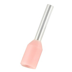RS PRO Insulated Bootlace Ferrule, 6mm Pin Length, 1.1mm Pin Diameter, 0.34mm² Wire Size, Pink