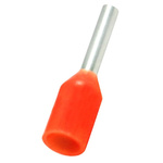 RS PRO Insulated Bootlace Ferrule, 6mm Pin Length, 1.3mm Pin Diameter, 0.5mm² Wire Size, Orange