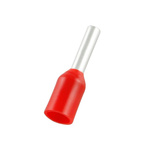 RS PRO Insulated Bootlace Ferrule, 6mm Pin Length, 1.7mm Pin Diameter, 1mm² Wire Size, Red