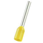 RS PRO Insulated Bootlace Ferrule, 12mm Pin Length, 1.7mm Pin Diameter, 1mm² Wire Size, Yellow