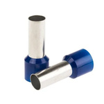 RS PRO Insulated Bootlace Ferrule, 25mm Pin Length, 10.9mm Pin Diameter, 50mm² Wire Size, Blue