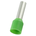 RS PRO Insulated Bootlace Ferrule, 10mm Pin Length, 3.9mm Pin Diameter, 6mm² Wire Size, Green
