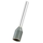 RS PRO Insulated Bootlace Ferrule, 12mm Pin Length, 1.5mm Pin Diameter, 0.75mm² Wire Size, Grey