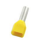 RS PRO Insulated Bootlace Ferrule, 8mm Pin Length, 2.4mm Pin Diameter, 2 x 1.0mm² Wire Size, Yellow