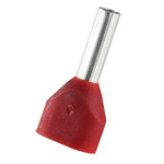RS PRO Insulated Bootlace Ferrule, 8mm Pin Length, 2.6mm Pin Diameter, 2 x 1.5mm² Wire Size, Red