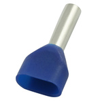 RS PRO Insulated Bootlace Ferrule, 8mm Pin Length, 2.1mm Pin Diameter, 2 x 0.75mm² Wire Size, Blue