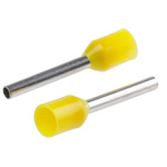 RS PRO Insulated Crimp Bootlace Ferrule, 12mm Pin Length, 1.7mm Pin Diameter, 1mm² Wire Size, Yellow