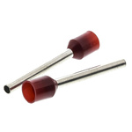 RS PRO Insulated Crimp Bootlace Ferrule, 18mm Pin Length, 2mm Pin Diameter, 1.5mm² Wire Size, Red