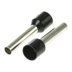 RS PRO Insulated Crimp Bootlace Ferrule, 18mm Pin Length, 3.9mm Pin Diameter, 6mm² Wire Size, Black