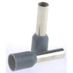 TE Connectivity Insulated Crimp Bootlace Ferrule, 10mm Pin Length, 2.8mm Pin Diameter, 4mm² Wire Size, Grey