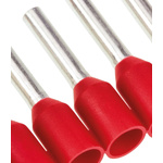TE Connectivity Insulated Crimp Bootlace Ferrule, 8mm Pin Length, 1.5mm Pin Diameter, 1mm² Wire Size, Red