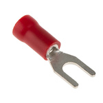 RS PRO Insulated Crimp Spade Connector, 0.5mm² to 1.5mm², 22AWG to 16AWG, M3.5 Stud Size Vinyl, Red