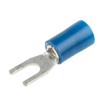 RS PRO Insulated Crimp Spade Connector, 1.5mm² to 2.5mm², 16AWG to 14AWG, M3.5 Stud Size Vinyl, Blue