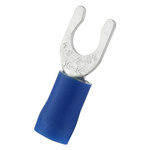RS PRO Insulated Crimp Spade Connector, 1.5mm² to 2.5mm², 16AWG to 14AWG, 5.3mm Stud Size Vinyl, Blue