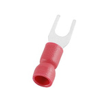 RS PRO Insulated Crimp Spade Connector, 0.5mm² to 1.5mm², 22AWG to 16AWG, 3.2mm Stud Size Vinyl, Red