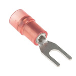 RS PRO Insulated Crimp Spade Connector, 0.5mm² to 1.5mm², 22AWG to 16AWG, 3.2mm Stud Size Nylon, Red