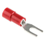 RS PRO Insulated Crimp Spade Connector, 0.5mm² to 1.5mm², 22AWG to 16AWG, 3.2mm Stud Size Vinyl, Red