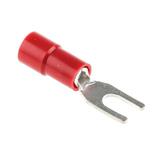 RS PRO Insulated Crimp Spade Connector, 0.5mm² to 1.5mm², 22AWG to 16AWG, 3.2mm Stud Size Vinyl, Red