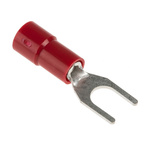 RS PRO Insulated Crimp Spade Connector, 0.5mm² to 1.5mm², 22AWG to 16AWG, 4.3mm Stud Size Vinyl, Red