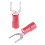 RS PRO Insulated Crimp Spade Connector, 0.5mm² to 1.5mm², 22AWG to 16AWG, M5 Stud Size Vinyl, Red