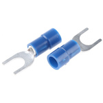RS PRO Insulated Crimp Spade Connector, 1.5mm² to 2.5mm², 16AWG to 14AWG, 5.3mm Stud Size Vinyl, Blue